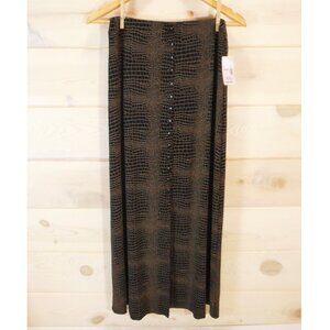 NWT DressBarn Women's plus size 1X Maxi Skirt Black with Brown Reptile Print